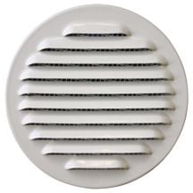 Grille d'aération ronde à persiennes - aluminium blanc - avec moustiquaire - Ø int. 100 mm - ép. 45 mm