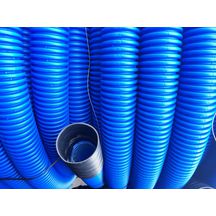 Gaine TPC annelé lisse bleu diamètre _90 rouleau de 25m