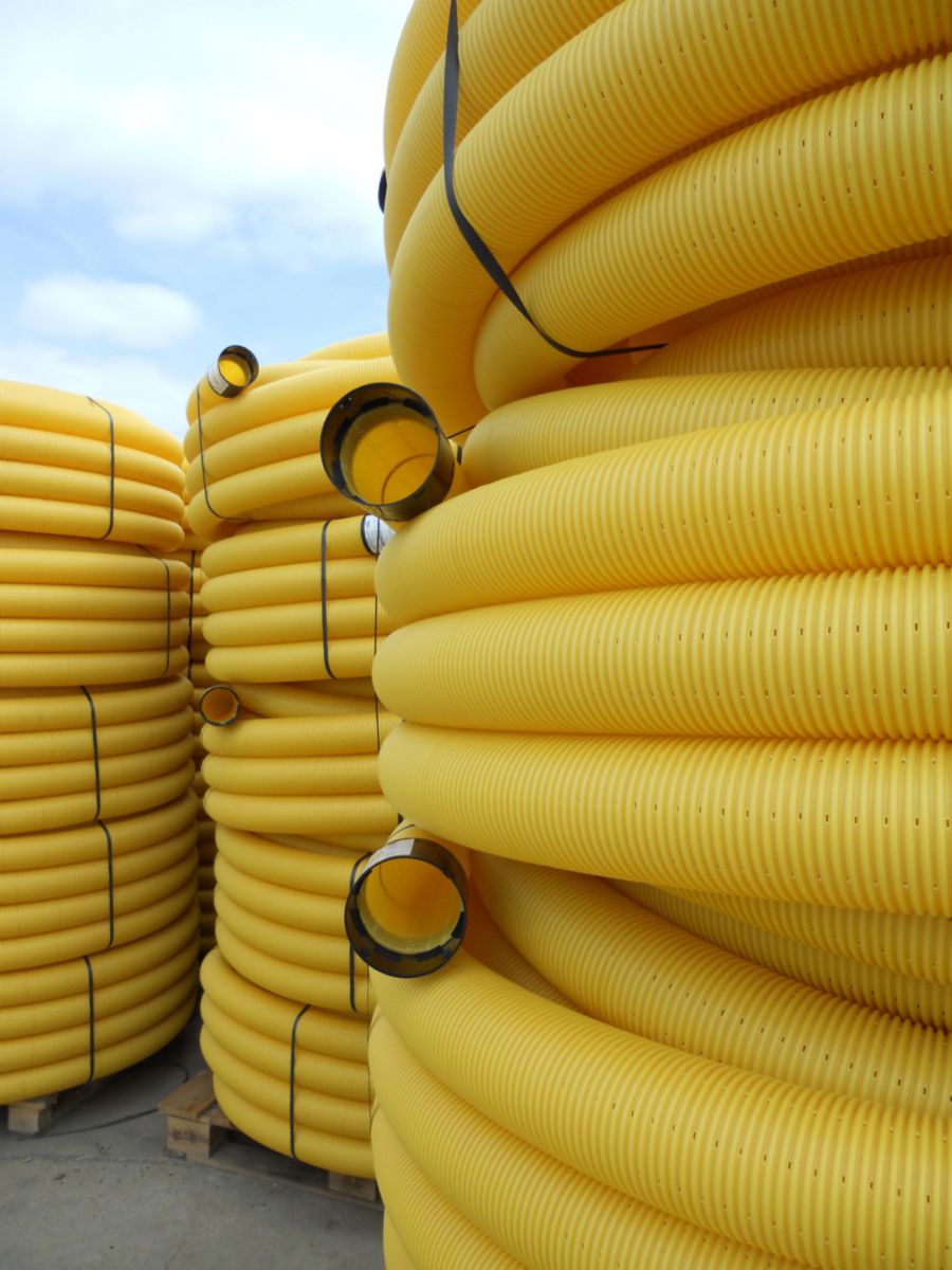 OD PLAST - Tuyau de drainage annelé OD Drain - PVC-U jaune - Ø 100 mm -  rouleau de 50 m