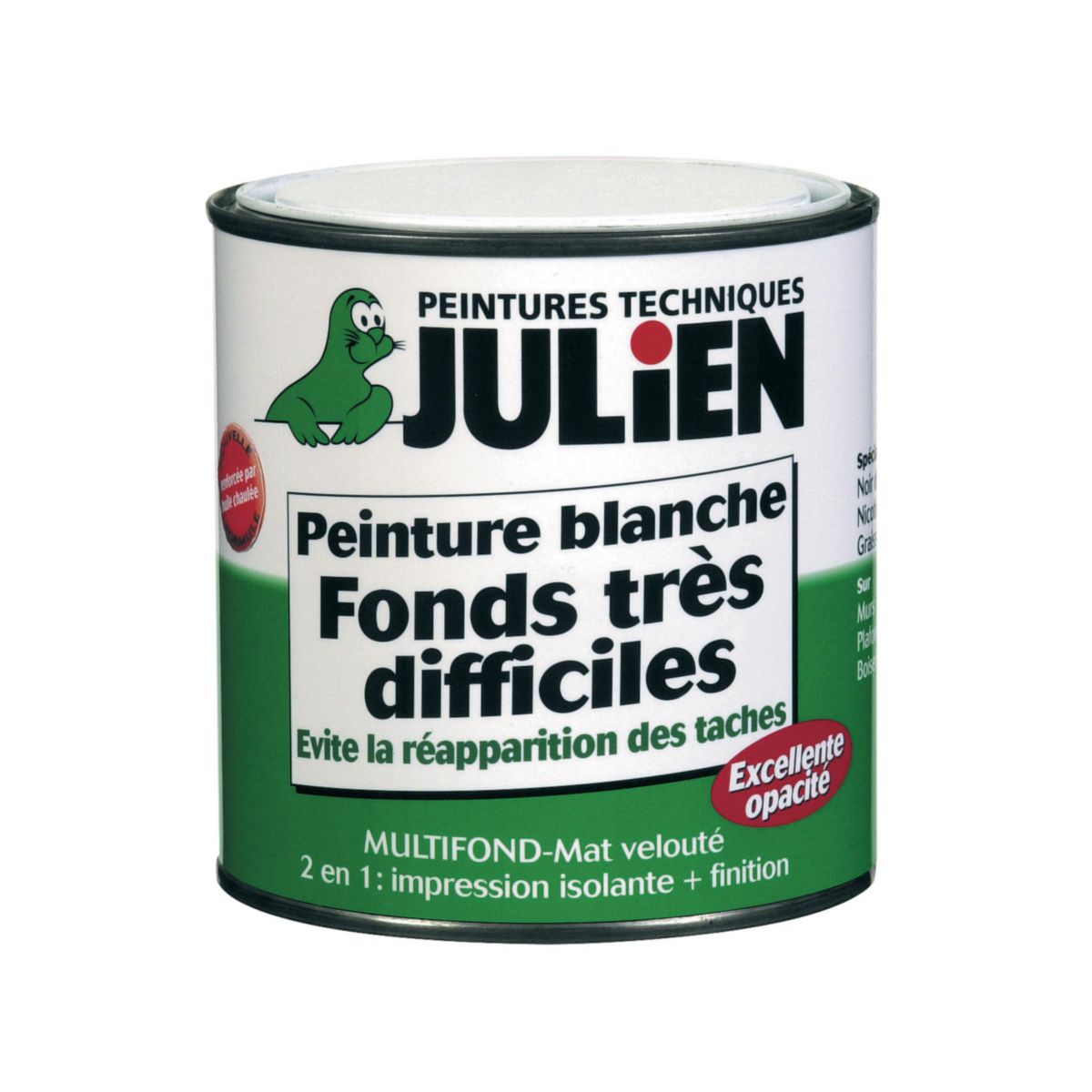 JULIEN - Peinture glycéro Multifond mate blanche bidon de 0,5