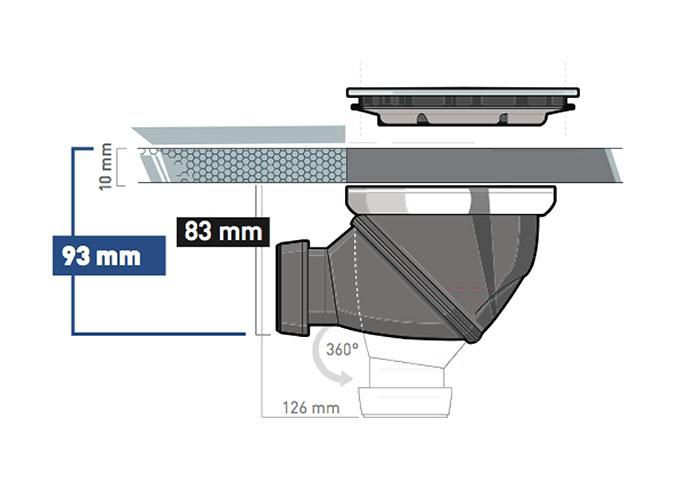 Bonde de douche Ø90mm sortie Ø40mm Wirquin