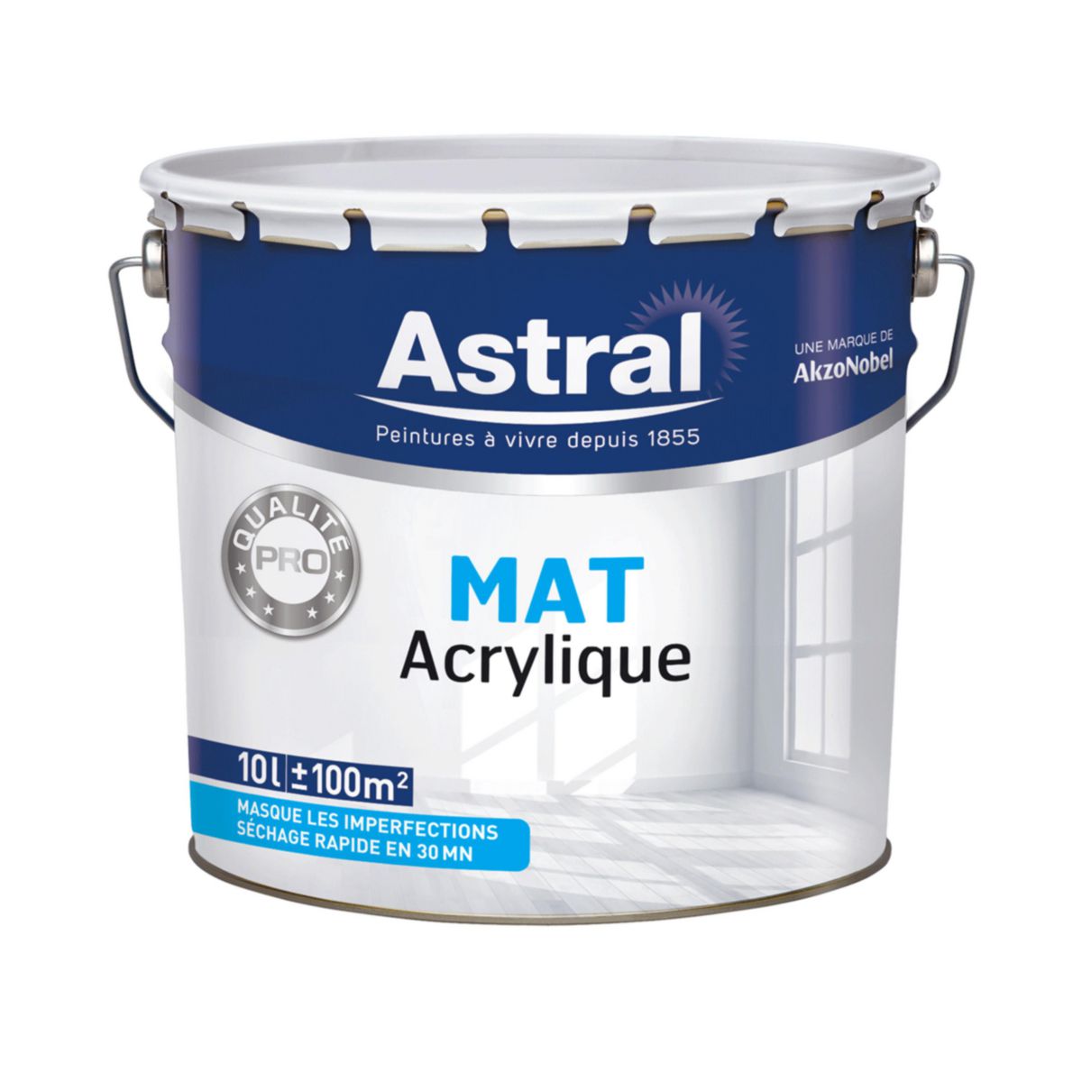 ASTRAL - Peinture acrylique intérieur qualité professionnelle blanc mat pot  de 10 l