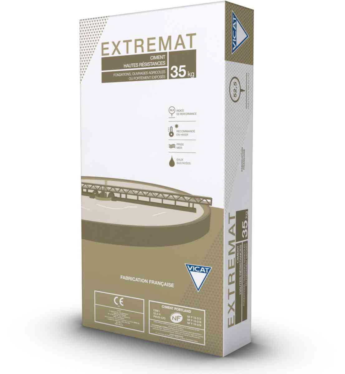 VICAT Ciment EXTREMAT CEM I 52,5 N-SR3 PM-ES-CP2 CE NF Créchy