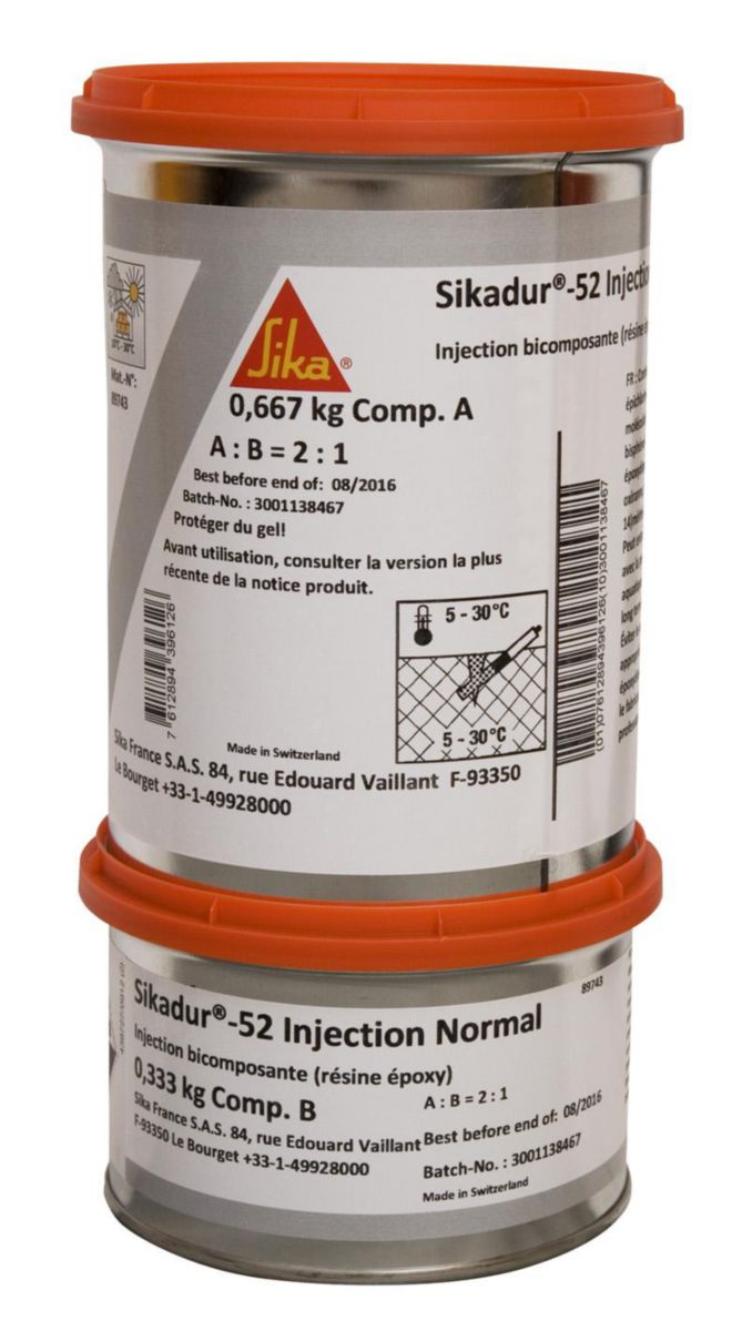 SIKA Résine époxydique d'injection Sikadur 52 Injection kit de 1 kg