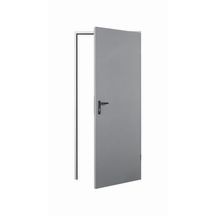 Bloc-porte de service acier EUROPRO réversible 2 paumelles blanc RAL9016 serrure 1 point poignée et garniture synth noire 204 x 83 cm