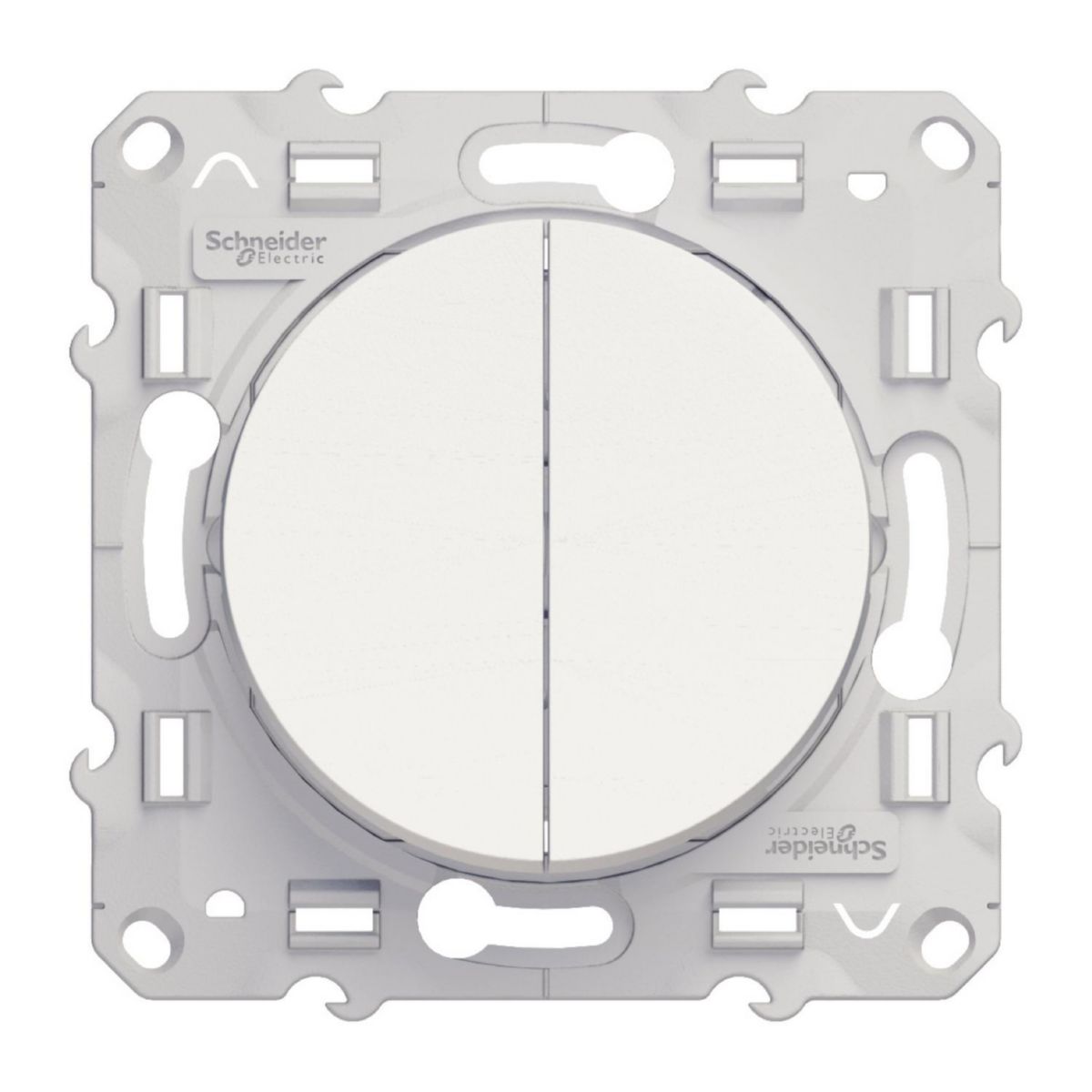 Interrupteur Poussoir Va Et Vient SCHNEIDER ELECTRIC - Interrupteur à bouton-poussoir double Odace - à mécanisme va-et-vient - blanc - sans plaque | POINT.P