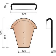 Fronton pour faîtière demi-ronde lantenne 1240 ardoise M0001240