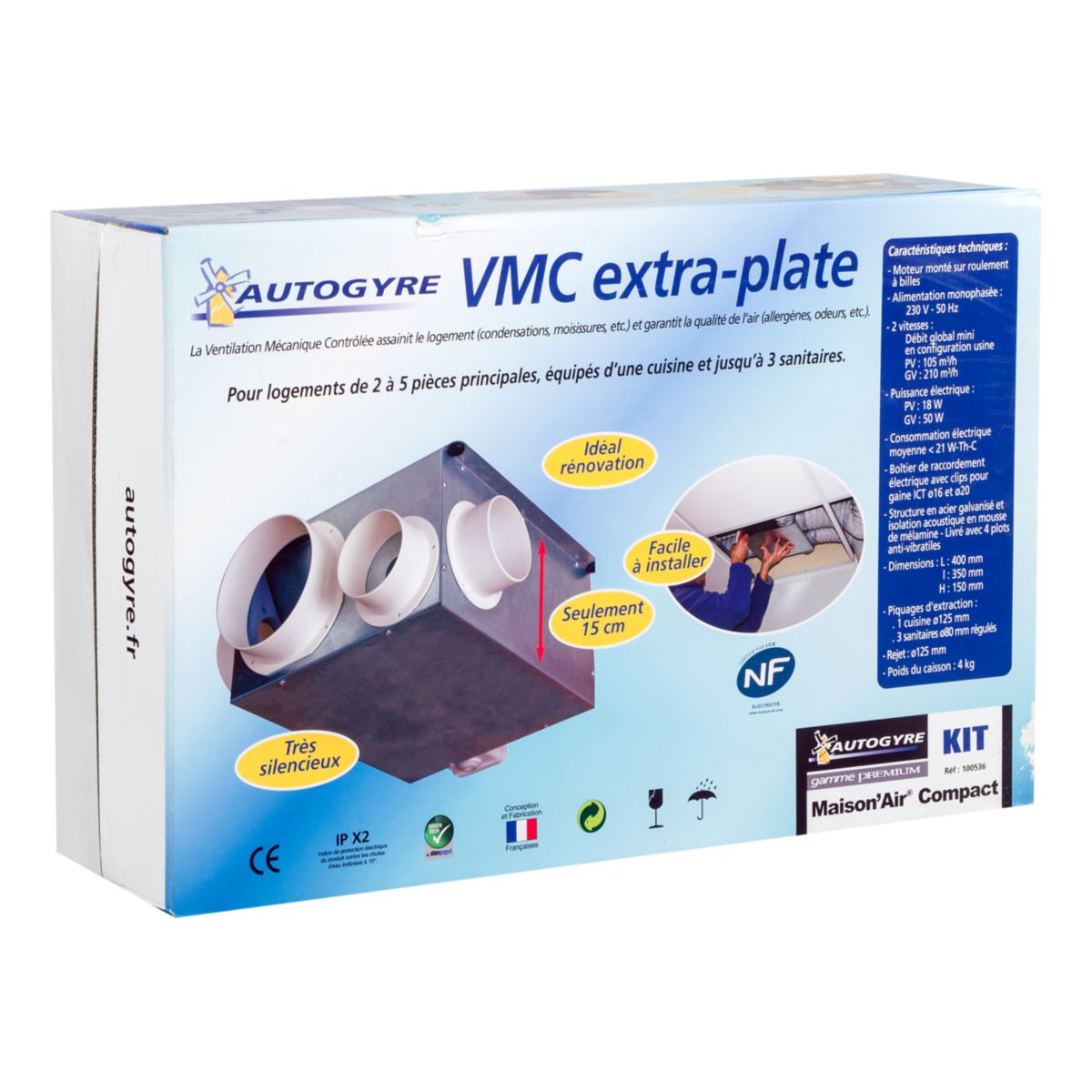 VMC SIMPLE FLUX COMPACTÉO SILENCE à détection d'humidité – Autogyre