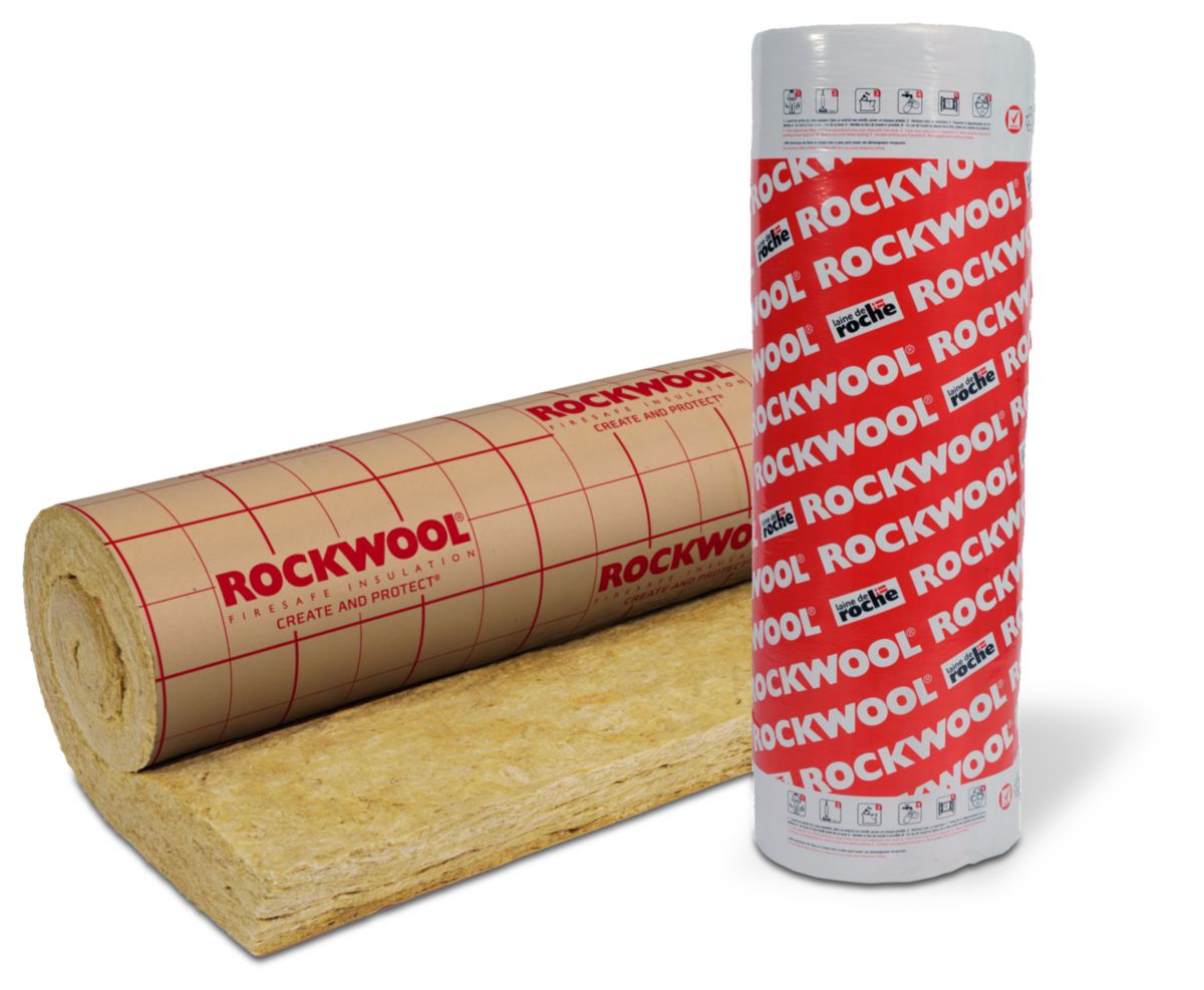 Isolant Roulrock Kraft perforé pour combles perdus - laine de roche - ép. 100 mm - 1,2x5 m - R = 2,5 m².K/W