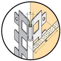 Cornière angle profilé enduit extérieur gratté acier galvanisé déployé jonc PVC blanc Profimo L. 2,5 m ailes 42 mm ép. enduit 10 mm