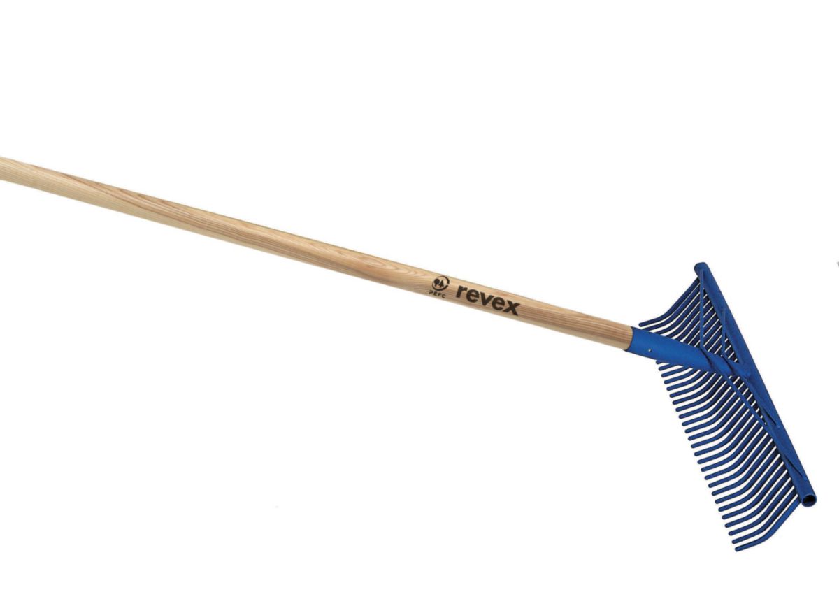 REVEX Râteau à gazon acier 32 dents avec manche en bois 552212 POINT.P