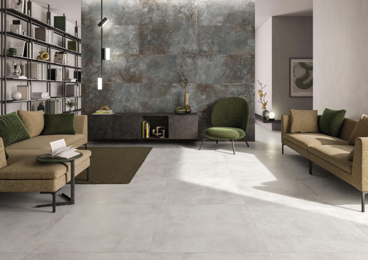 Carrelage imitation béton pour sol intérieur Blend - grès cérame rectifié - teinte Class - 60x120 cm - ép. 9 mm