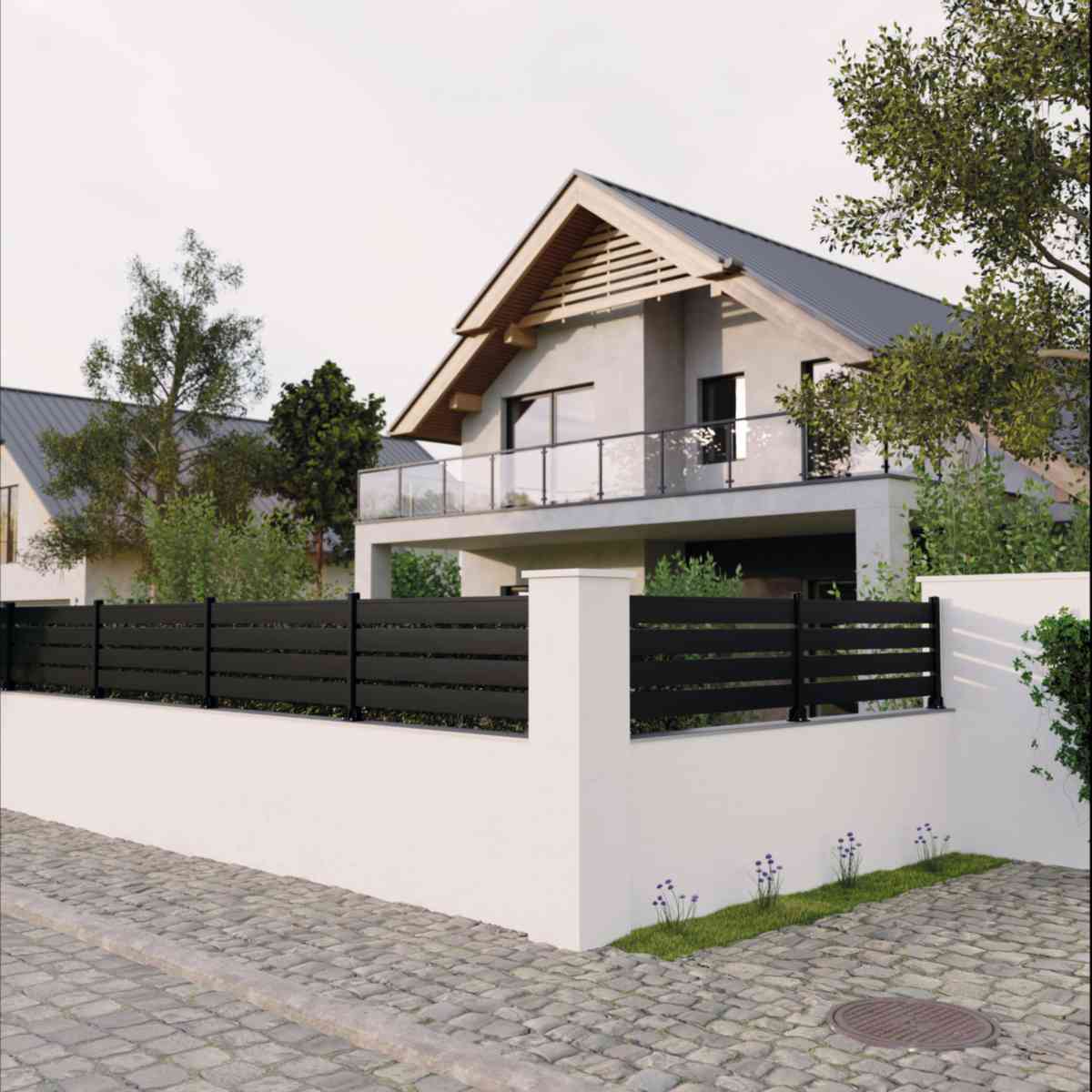 SILVADEC Platine pour poteau grand vent en aluminium noir - Main Image