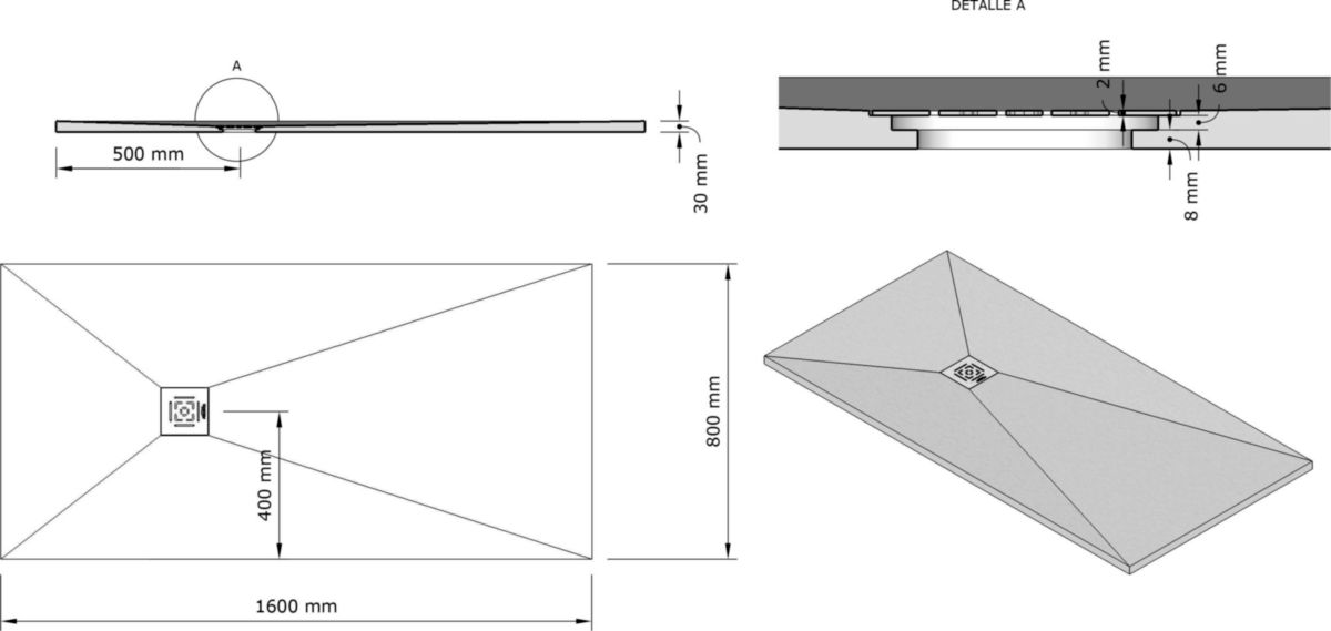 Receveur Alterna Daily'o 160 X 80 Cm Ardoise Blanc ALTERNA - Receveur Alterna Daily'O 160 x 80 cm ardoise blanc | POINT.P