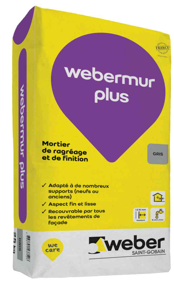 WEBER Mortier de ragréage webermur plus sac de 25 kg