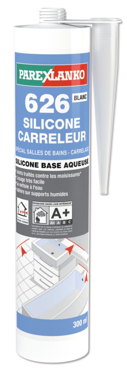 Mastic silicone carrelage 626 gris moyen cartouche de 300 ml Réf. L626GRIMO300