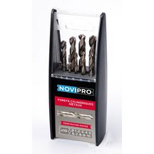 Coffret de 10 Forets cylindriques HSS Pro Novipro pour métaux diamètres 1 à 10 mm