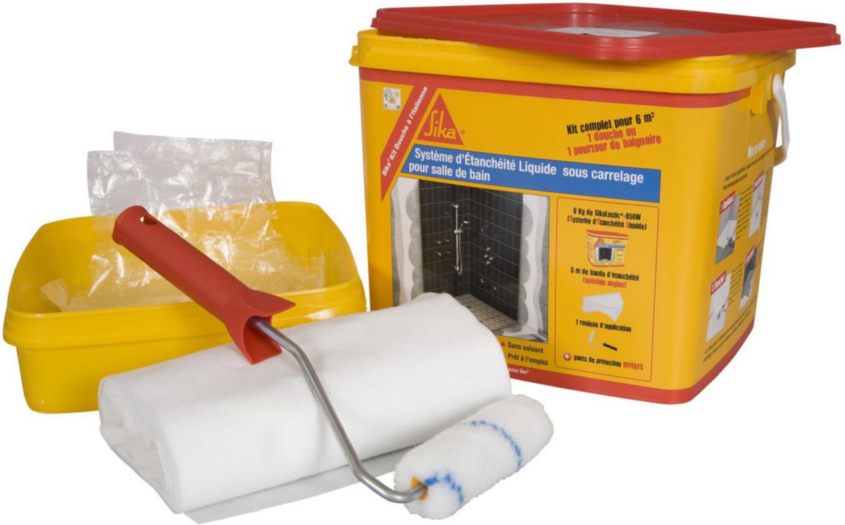 SIKA - Système d'étanchéité liquide sous carrelage SikaLastic-850 W - kit  douche à l'italienne 6 kg