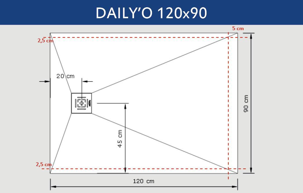 Receveur Alterna Daily'o 120 X 90 Cm Ardoise Blanc ALTERNA - Receveur Alterna Daily'O 120 x 90 cm ardoise blanc | POINT.P