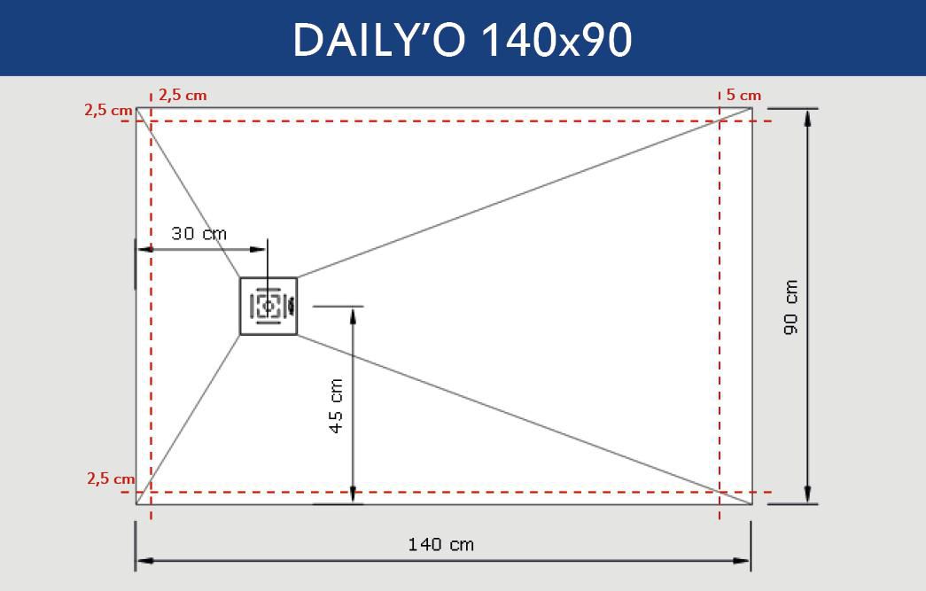 Receveur Alterna Daily'o 140 X 90 Cm Ardoise Blanc ALTERNA - Receveur Alterna Daily'O 140 x 90 cm ardoise blanc | POINT.P