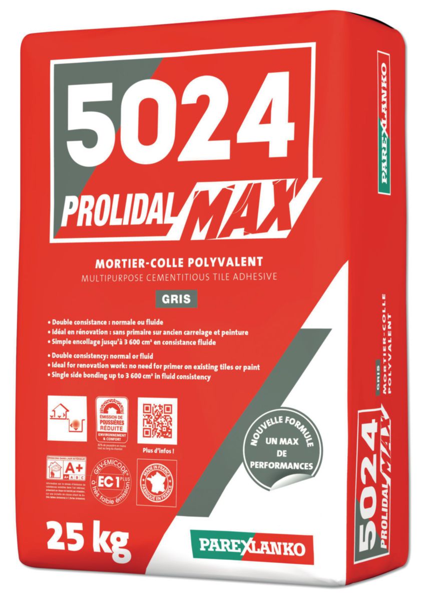 PAREXLANKO Mortier colle polyvalent 5024 Prolidal MAX gris
