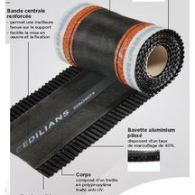 Closoir de faîtage SIROKO+ ventilé aluminium/polypropylène noir largeur 310mm 5m brun