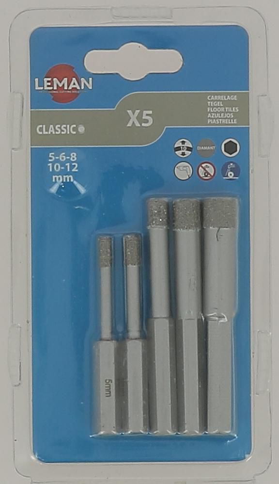 Leman Lot De 5 Forets Diamantes Gres Cerame O 5 6 8 10 12 Mm Point P