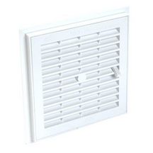 Grille d'aération carrée à fermeture + moustiquaire PVC blanc 176x176 mm Section réduite 72 cm²