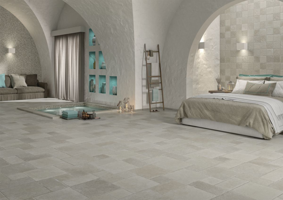 Carrelage de sol extérieur Pietra di Ostuni - grès cérame - ton avorio naturale - 40x60 cm - ép. 9 mm