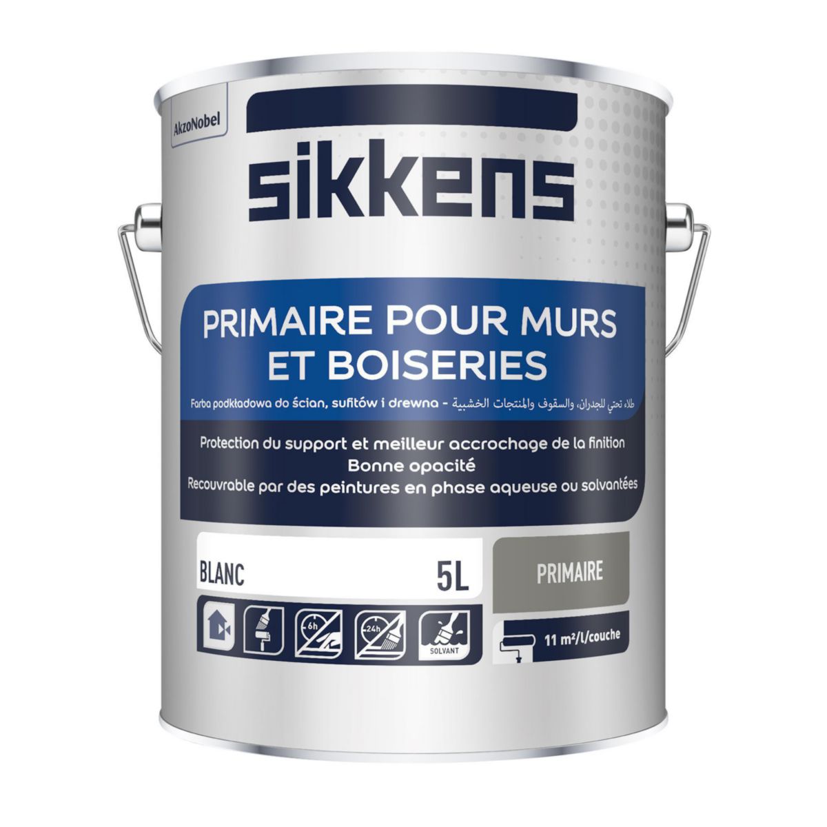 Sikkens Primaire Pour Murs Et Boiseries Interieur Exterieur Blanc Pot De 5 L Point P