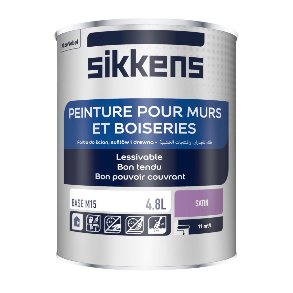 SIKKENS - Peinture satin pour murs et boiseries intérieur - base M15 - pot  de 5 l | Point.P