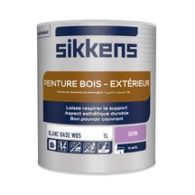 Peinture satin bois extérieur - blanc base W05 - pot de 1 l Peinture satin bois extérieur - blanc base W05 - pot de 1 l