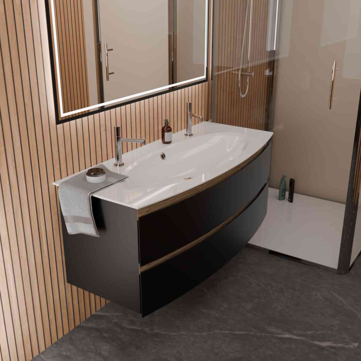 DECOTEC Meuble vasque Bel Ami largeur 125 cm plan vasque