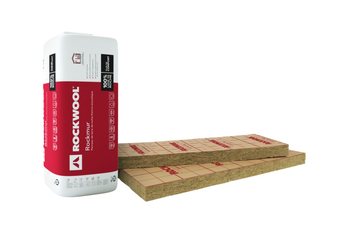 Combien De Sac De Laine De Roche Pour 100m2 ROCKWOOL - Panneau laine de roche pour isolation mur intérieur Rockmur  Kraft - revêtu - 1,35x0,6 m - ép. 200 mm - R = 5,70 m².K/W | POINT.P