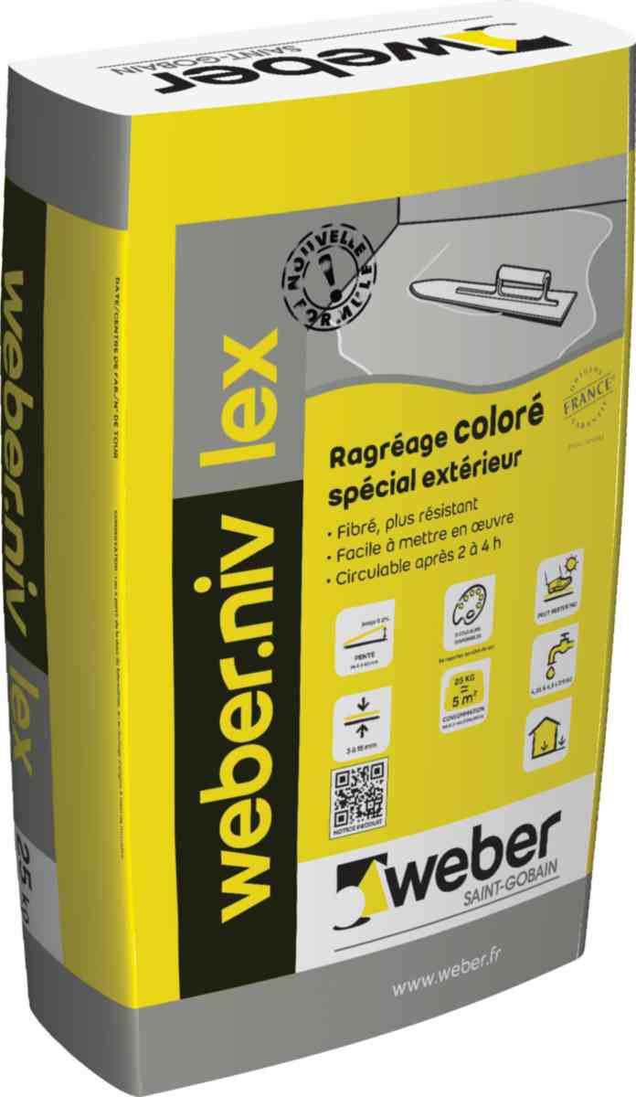 WEBER Ragréage coloré spécial extérieur weberniv lex gris
