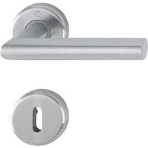 Garniture sur rosace pour porte intérieure Utrecht - clé L - inox - 58x125 mm - Ø rosace 52 mm