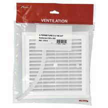 Grille d'aération carrée à fermeture 1F214 - avec moustiquaire - polystyrène blanc - 223x223 mm