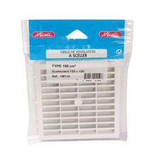 Grille d'aération carrée spécial façade à combinaison 1M114 - avec moustiquaire - polystyrène blanc - 150x150 mm