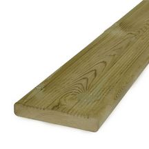 Lame de terrasse - pin rouge du Nord traité classe 4 vert - face striée - L. 3,6 m - 21x120 mm