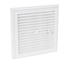 Grille d'aération carrée à fermeture + moustiquaire PVC blanc 223x223 mm Section réduite 145 cm²
