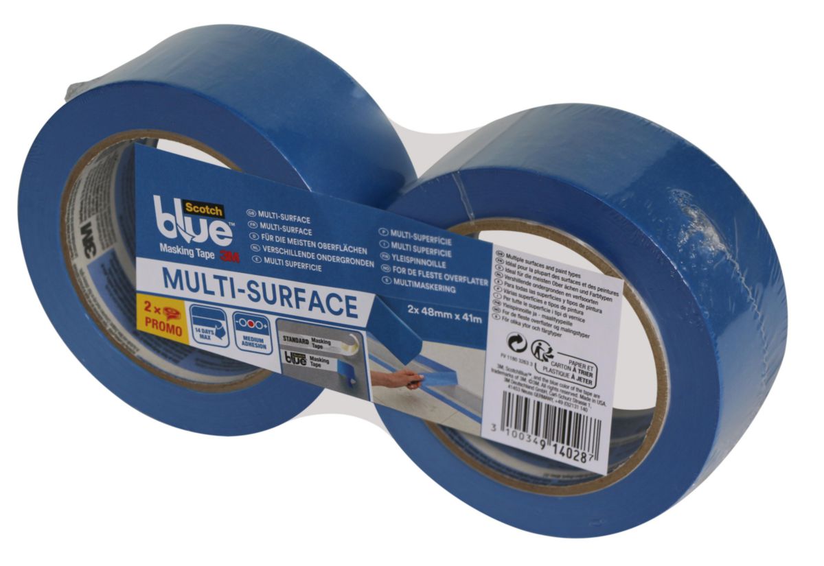 3M - Adhésif de masquage bleu multi surfaces Scotch blue - rouleau