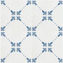 Carrelage intérieur grès cérame émaillé Delft KE-18005 - Single Pattern 5 blanc bleu décor - 18,5x18,5 cm