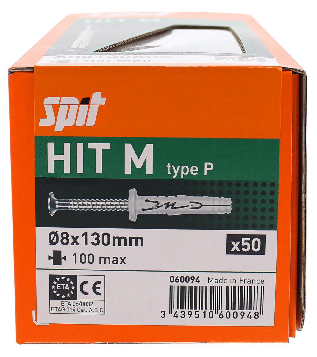 Cheville HITM 8X130/100P boîte de 50 pièces réf. 060094