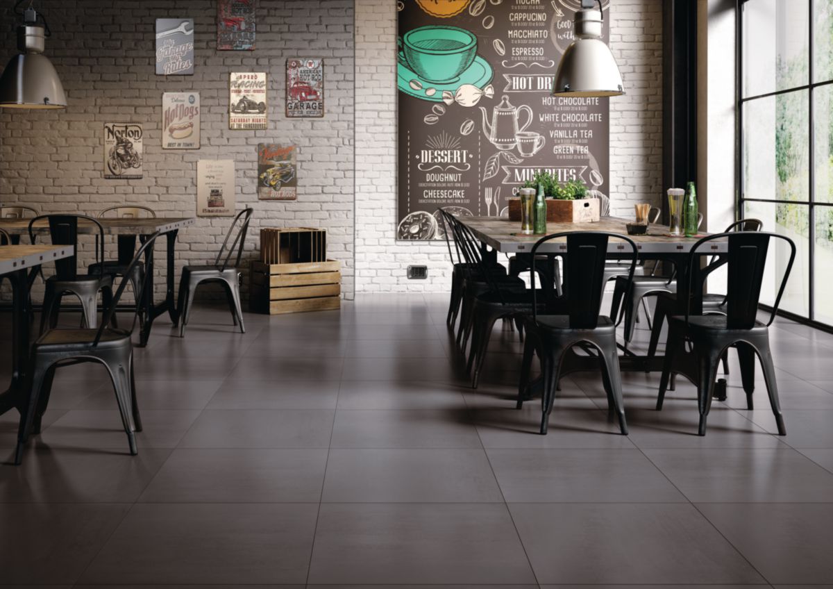 Carrelage Sol Intérieur Grès Cérame Porcelainé Loft Anthracite 45x45 Cm ép 9 Mm