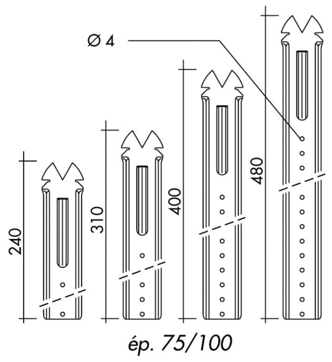 Suspente super longue pour fourrure 18-45 - L. 240 mm - boîte de