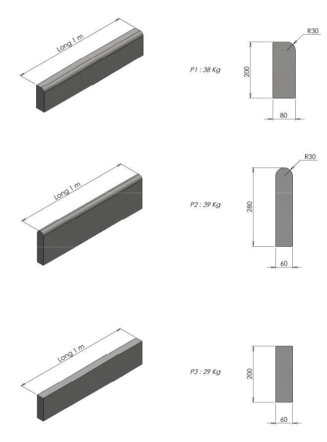 Alkern Bordure P1 Classe T Beton L 1 M Point P