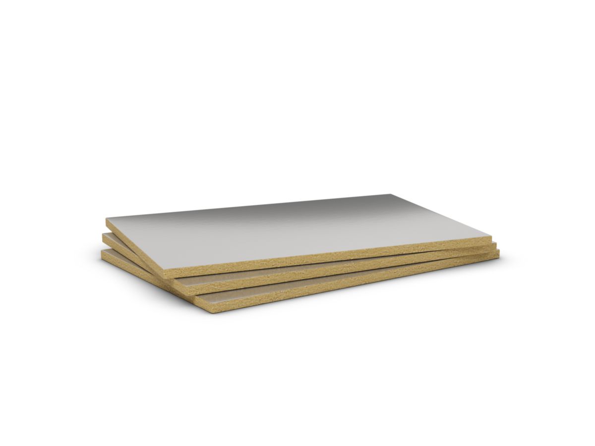 ROCKWOOL Panneau isolant laine de roche Firerock revêtu aluminium 1,0x0,6 m ép. 30 mm