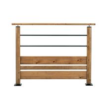 Kit garde-corps bois Moka - 2 1/2 poteaux + 3 lames + 2 tubes alu lames bois - H. 960 mm - l. 1200 mm max Kit garde-corps bois Moka - 2 1/2 poteaux + 3 lames + 2 tubes alu lames bois - H. 960 mm - l. 1200 mm max