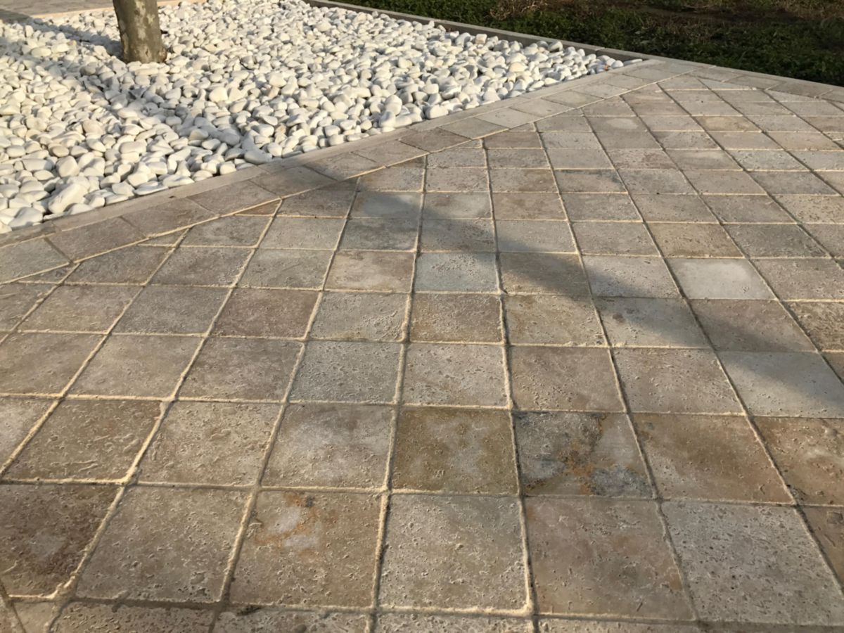 CREASTONE - Pavé travertin - moka light vieilli - 15,3x15,3 - ép. 3 cm ...