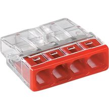 Borne de dérivation - 4 fils 0,5/2,5 mm2 - rouge - boîte de 100 pcs